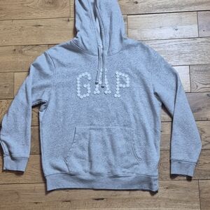 GAP Men's Light Gray Logo Hoodie Sweatshirt